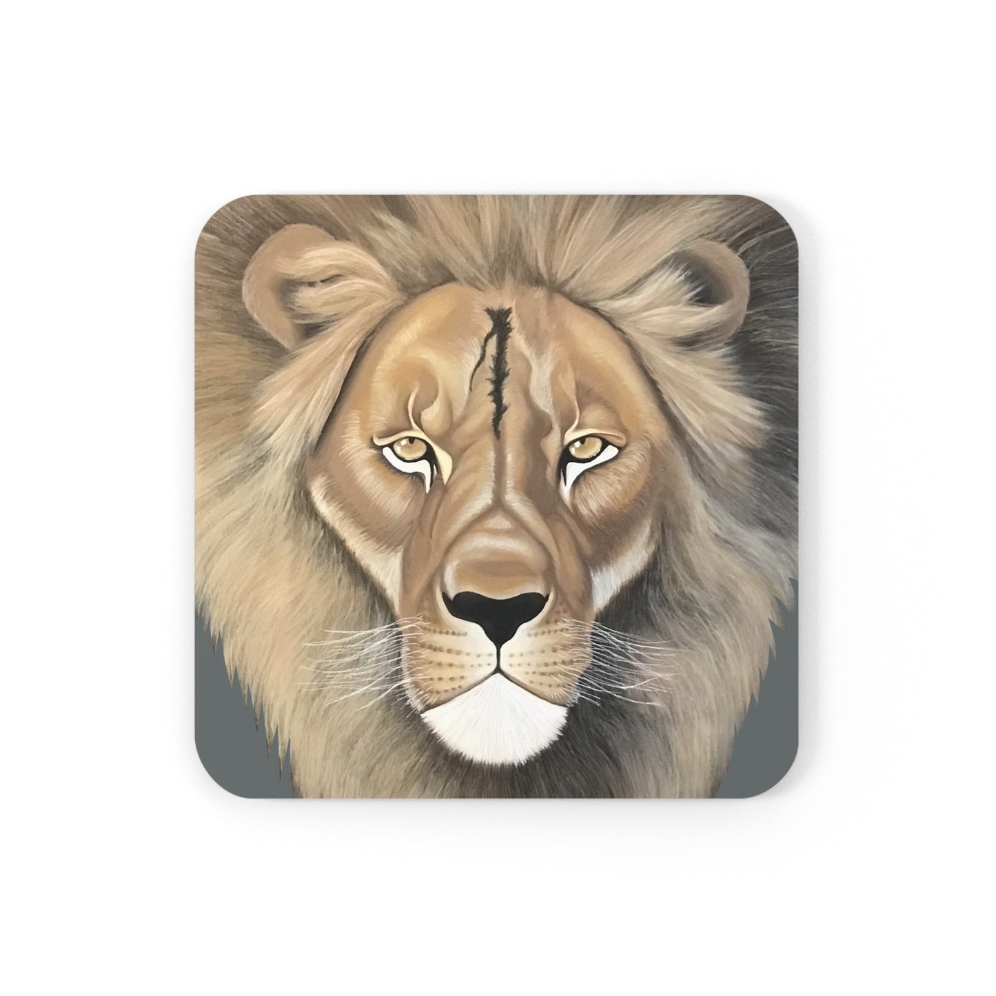 Lion Head Coasters with Corkwood Backings for the Kitchen or Office