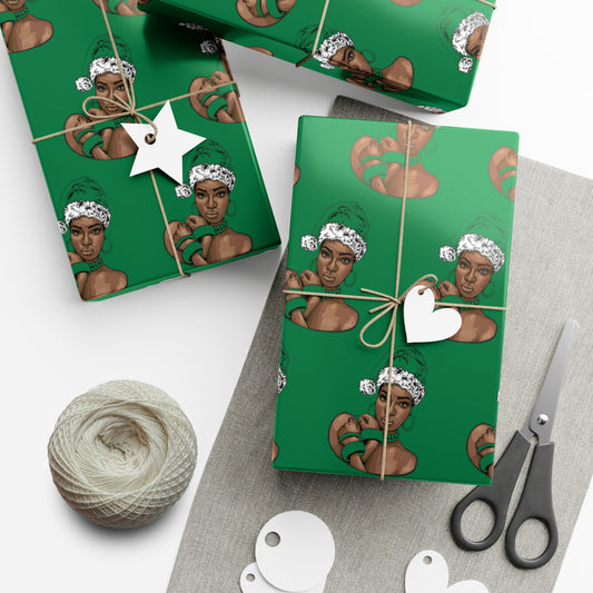 Green African Woman Gift Wrap Papers