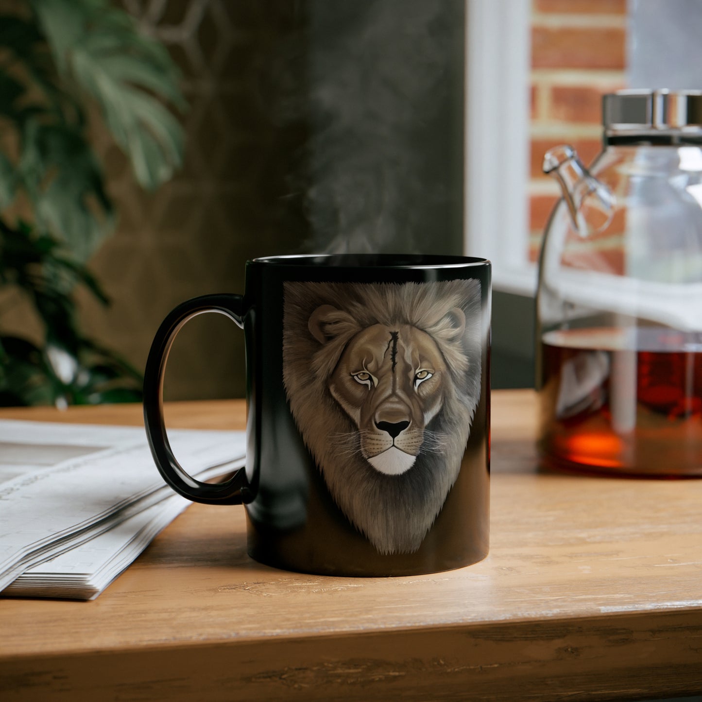 King of the Jungle Lion-Face Black 11oz Coffee/Tea Cup