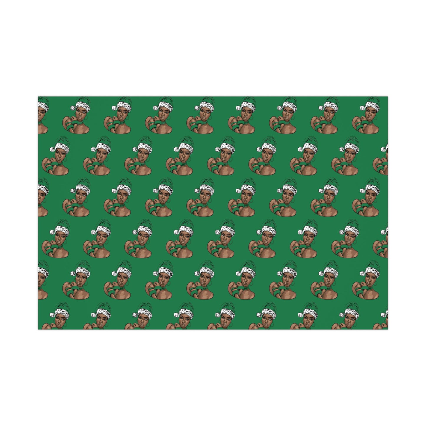 Green African Woman Gift Wrap Papers