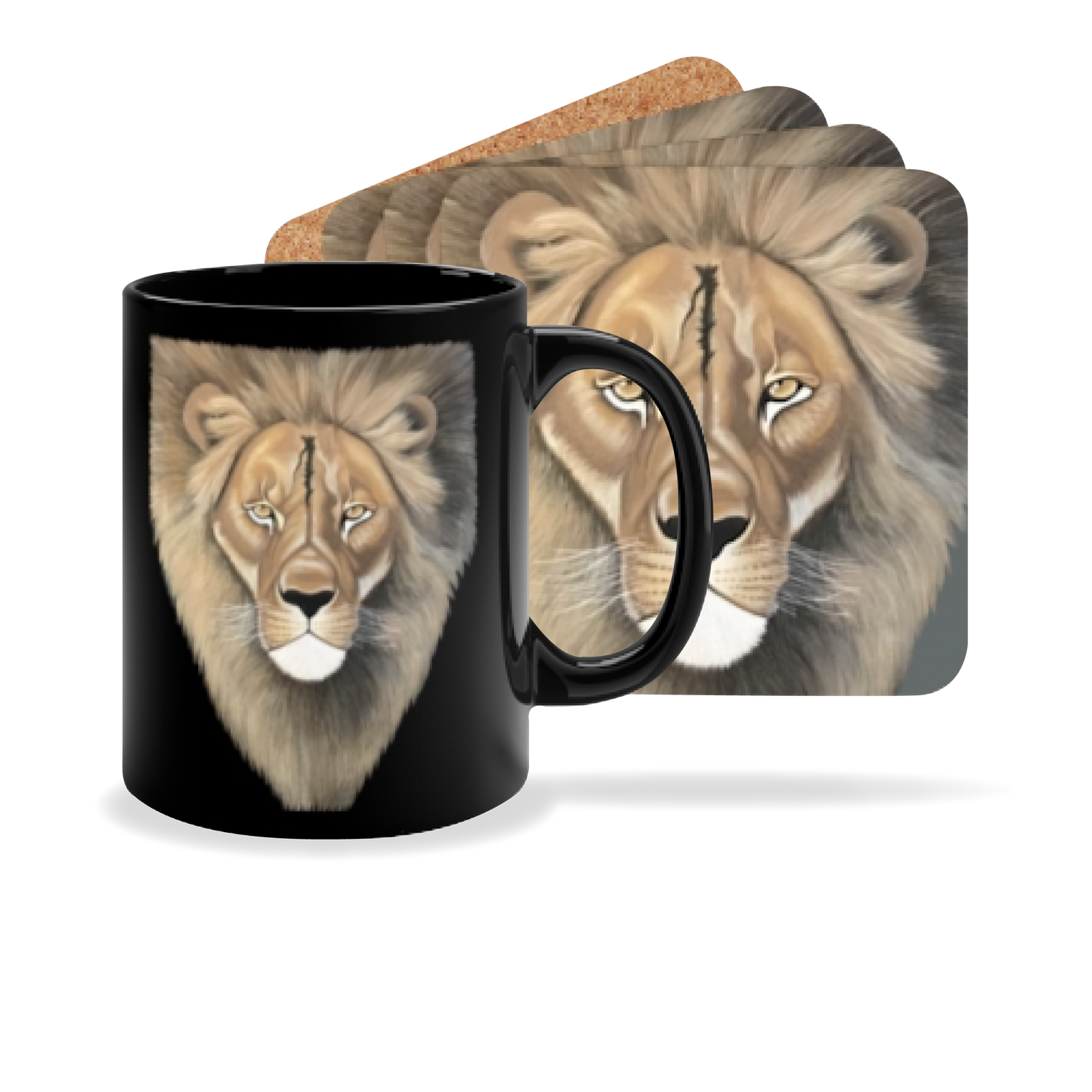 Lion Coffee/Tea Mug & Lion Coasters Bundle