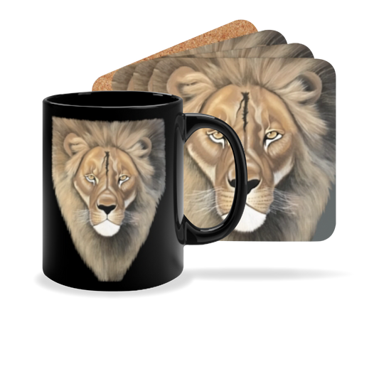 Lion Coffee/Tea Mug & Lion Coasters Bundle