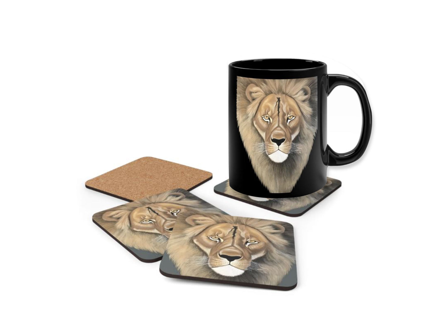 Lion Coffee/Tea Mug & Lion Coasters Bundle